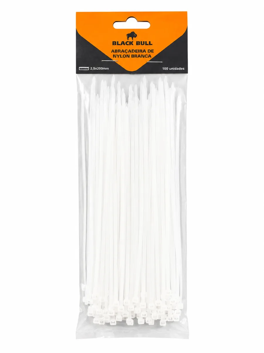 ABRACADEIRA NYLON BRANCA 2.5X200MM C/100