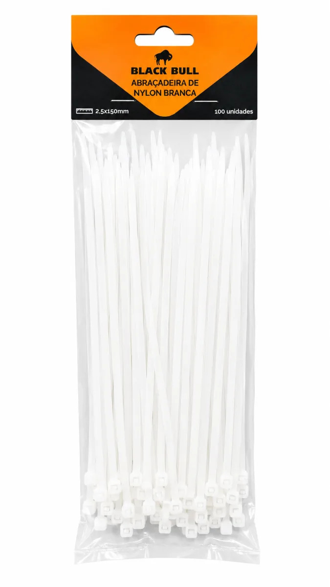 ABRACADEIRA NYLON BRANCA 2.5X150MM C/100