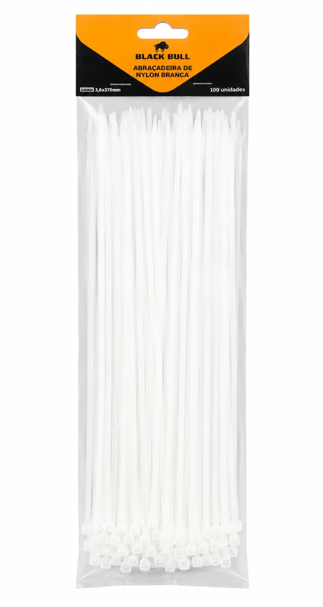 ABRACADEIRA NYLON BRANCA 3.6X370MM C/100