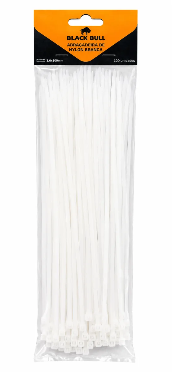 ABRACADEIRA NYLON BRANCA 3.6X300MM C/100