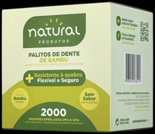 PALITO DE DENTE EMB NATURAL BAMBU C/2000