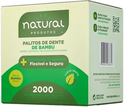 PALITO DE DENTE EMB MENT NATURAL BAMBU C/2000