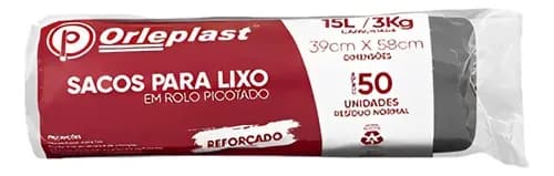 SACO DE LIXO ROLO ORLEPLAST 15L C/50