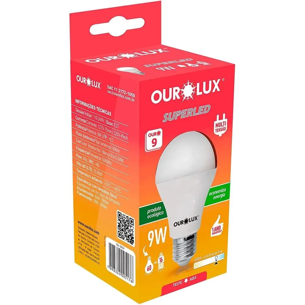 LAMPADA OUROLUX LED 9W C/10
