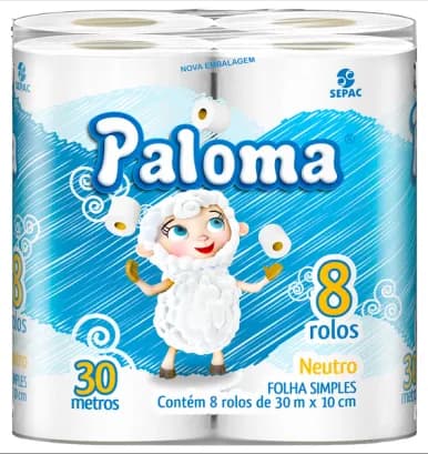 PAPEL HIGIÊNICO PALOMA FS 30MT 8X8