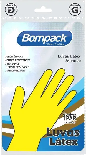 LUVAS BORRACHA BOMPACK G 1 PAR