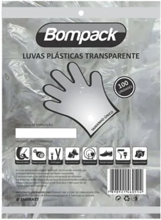 LUVAS PLASTICA BOMPACK C/100