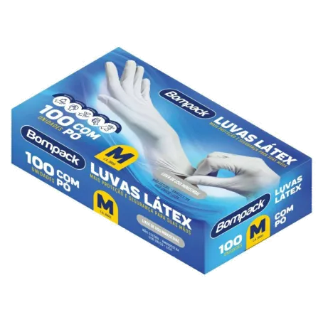 LUVAS LATEX C/ PO BOMPACK M C/100