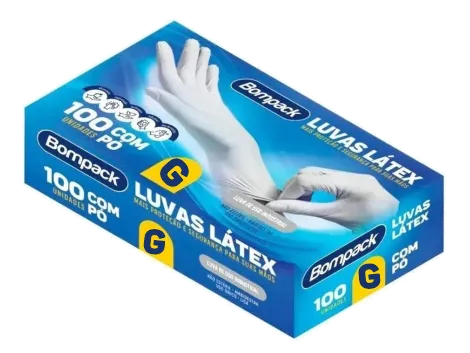 LUVAS LATEX C/ PO BOMPACK G C/100