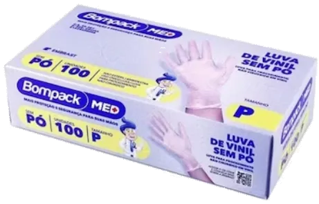 LUVAS VINIL S/ PO BOMPACK P C/100