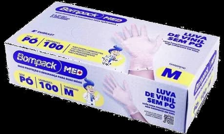 LUVAS VINIL S/ PO BOMPACK M C/100