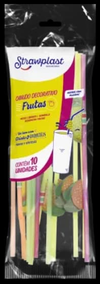 CANUDO FRUTAS 6MM STRAWPLAST C/10