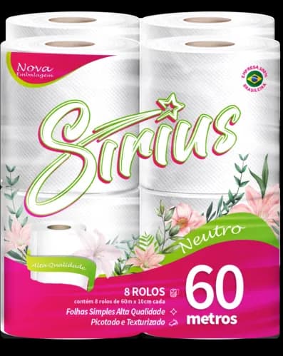 PAPEL HIGIÊNICO SIRIUS CUBO 60M 8X8