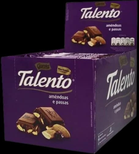 CHOC TALENTO AMENDOAS PASSAS 12X85G