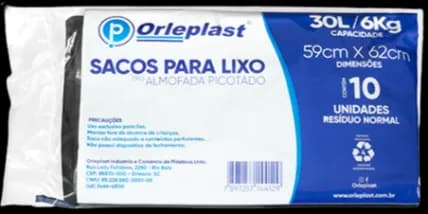 SACO DE LIXO ALMOF PTO ORLEPLAST 30LT C/10