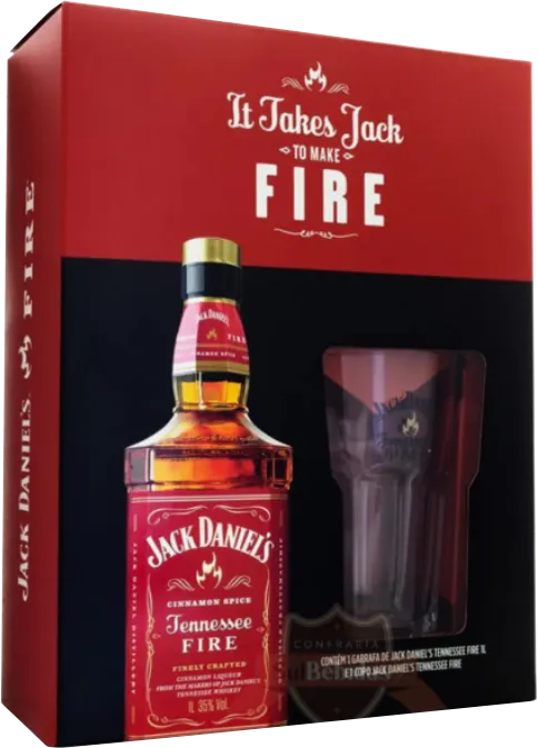 EST WHISKY JACK DANIELS FIRE 1000ML + 1 COPO