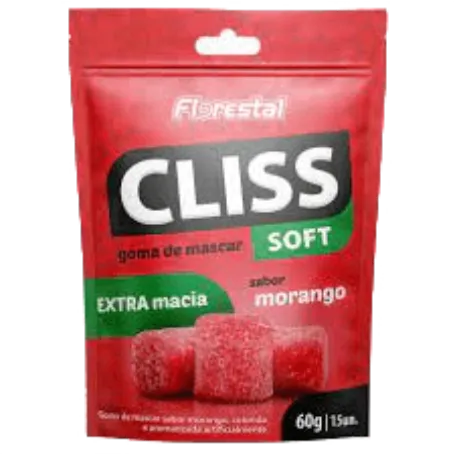 CHICLE CLISS SOFT MORANGO 6X60G