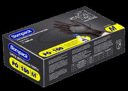 LUVAS NITRILICA PRETA BOMPACK M C/100