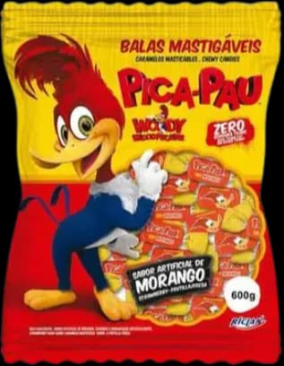 BALA MOLE PICA PAU MORANGO 600G