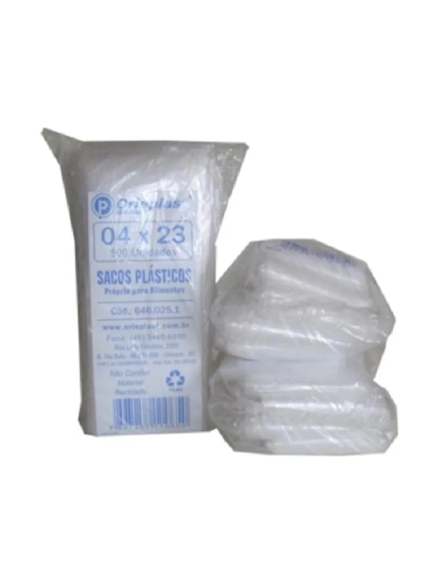 SACO PLASTICO ORLEPLAST 4CMX23CM C/500