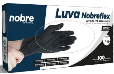 LUVAS NITRILICA PRETA NOBRE SEM PO M C/100