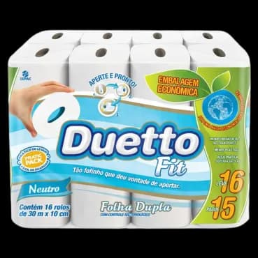 PAPEL HIGIÊNICO DUETTO FIT NEUTRO 30M 4X16