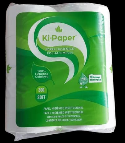 PAPEL HIGIÊNICO KI PAPER SOFT 100 CELULOSE 8X300MTS