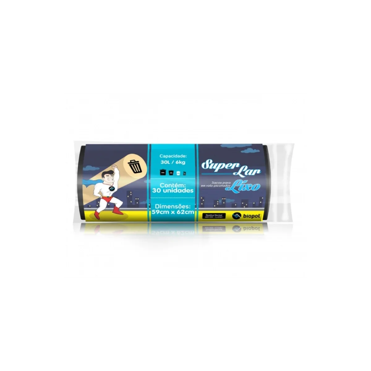 SACO DE LIXO ROLO SUPER LAR 30LTS C/30