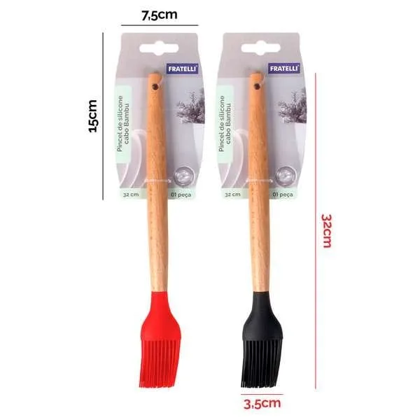 PINCEL DE SILICONE C/CABO BAMBU 27CM