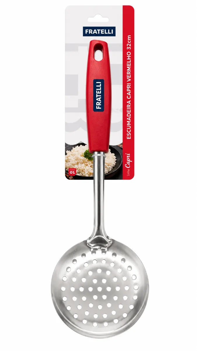 ESCUMADEIRA CAPRI VERMELHO INOX 32CM