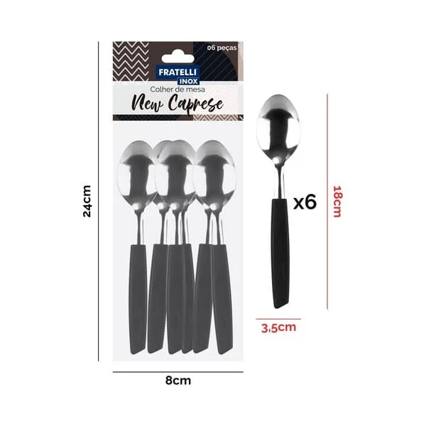KIT COLHER DE MESA CAPRESE PRETO C/6