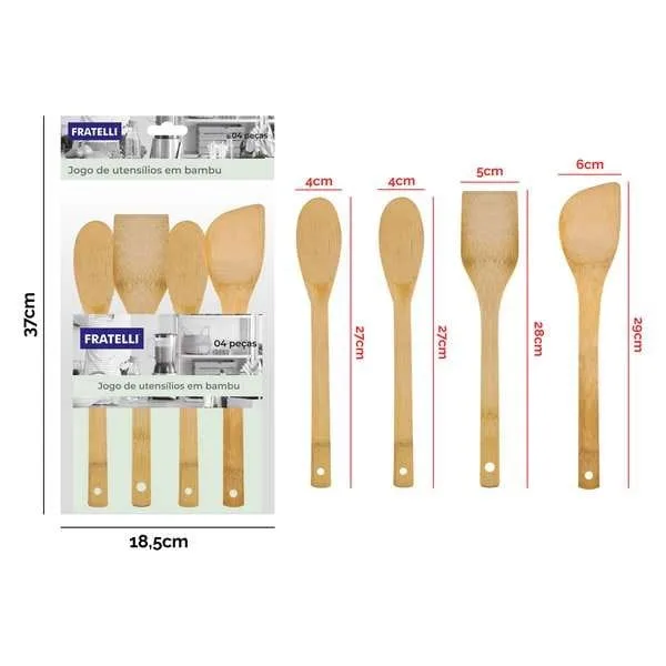 KIT UTENSILIOS BAMBU C/4