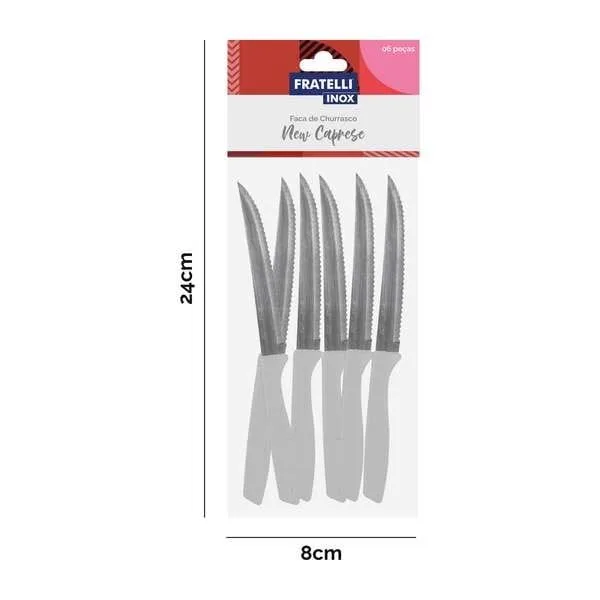 KIT FACA CHURRASCO CAPRESE CINZA C/6