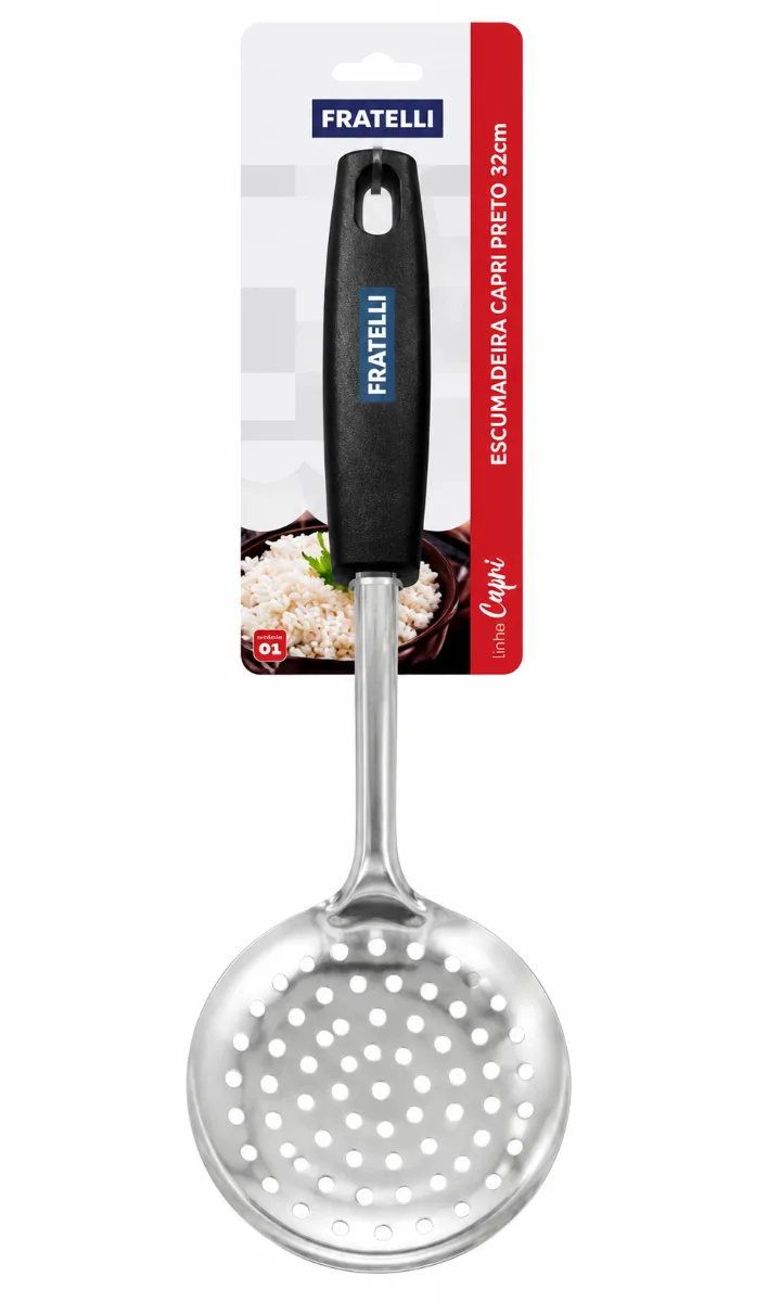 ESCUMADEIRA CAPRI PRETO INOX 32CM