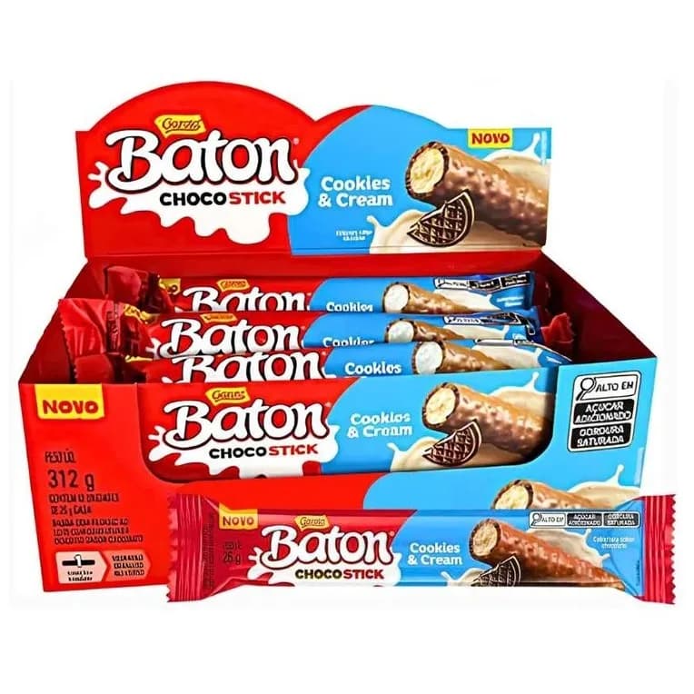 BOMBOM GAROTO CHOCO STICK COOKIS 312GR