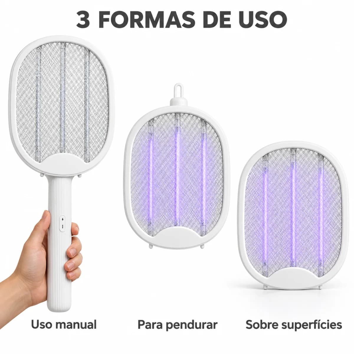 RAQUETE MATA MOSQUITO 3X1 LED