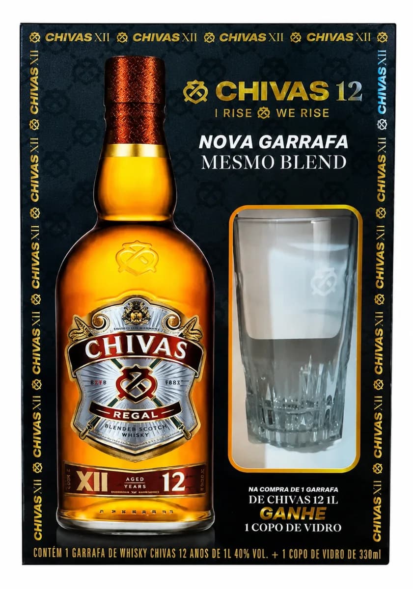 EST WHISKY CHIVAS 12 ANOS 1LT + 1 COPO
