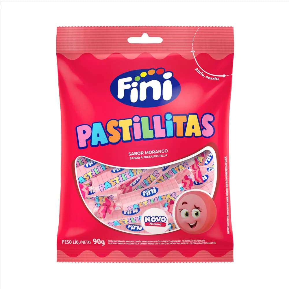 PASTILHA FINI PASTILLITAS MORANGO 90G