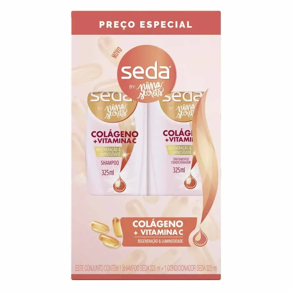 KIT SEDA COLAGENO VIT C SHAMPOO 325ML + CONDICIONADOR 325ML