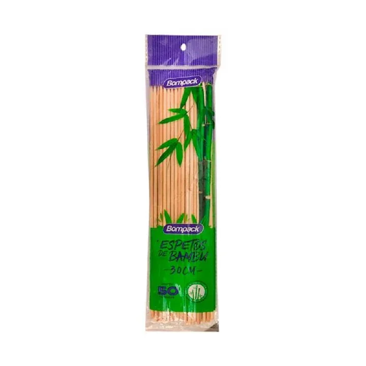 ESPETO BAMBU BOMPACK 30CM C/50UN