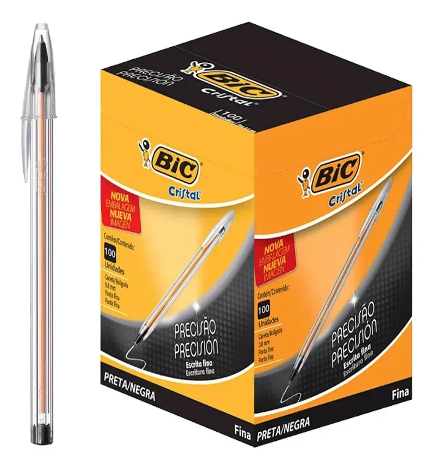 ESC CANETA BIC PRETA FINA C/100