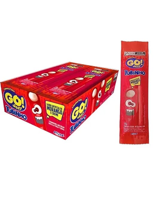 BALA GO JELLY TUBO MORANGO 180G C/12