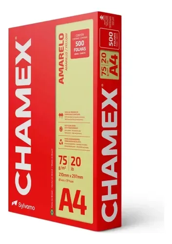 PAPEL A4 CHAMEX AMARELO75G C/500