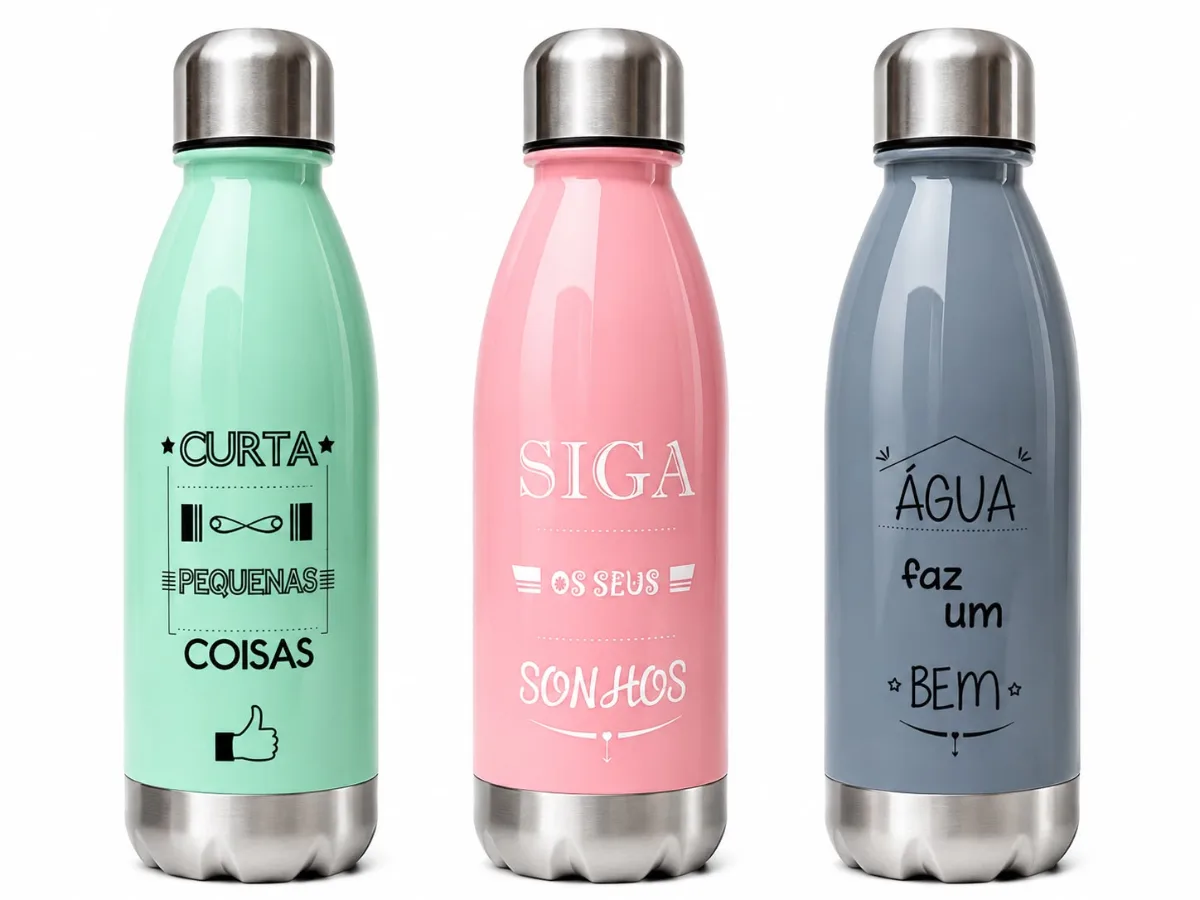 GARRAFA DECORADA TAMPA INOX 600ML