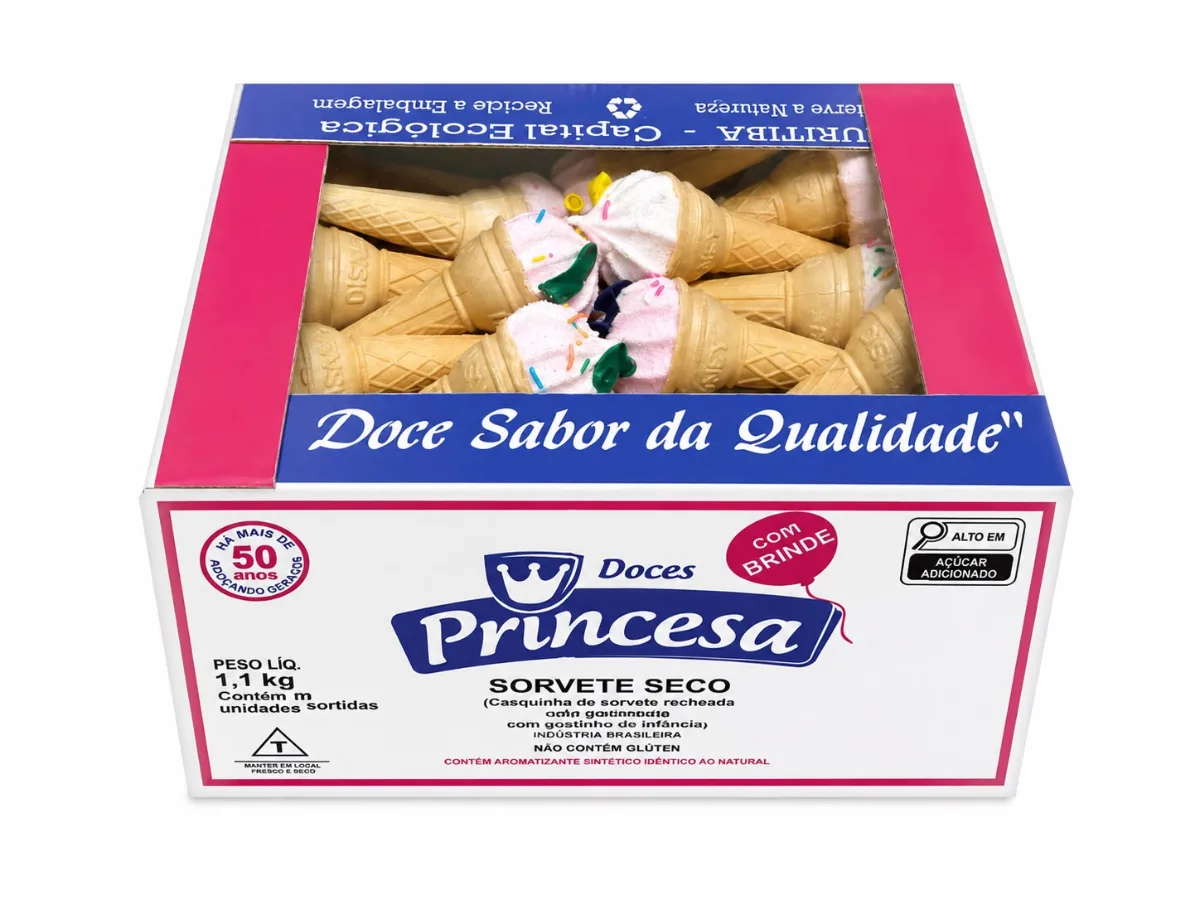SORVETE SECO PRINCESA BALAO 1,1KG C/50